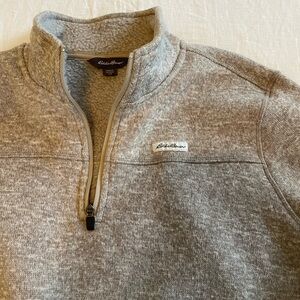 Eddie Bauer Quarter Zip, Marled Tan, Large